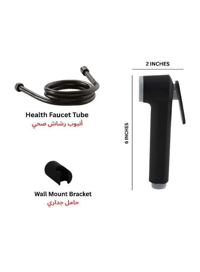 رشاش شطاف محمول باليد أسود من  مع خرطوم بطول 1.2 متر ومجموعة تنظيف ذاتي للحمام و - Image 5